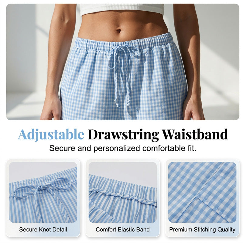 💃 Dam vida gingham-byxor – avslappnad passform, smickrande siluett & enkla att matcha med topp, blus & sandaler ☀️