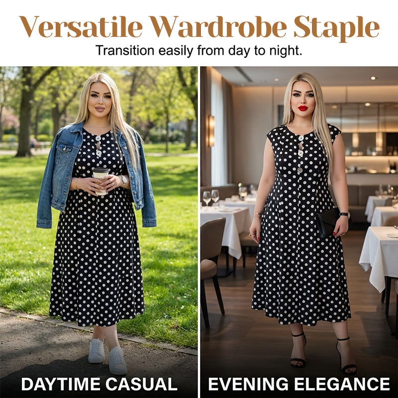 Dam Sommarklänning Plus Size Prickig Ärmlös Midi