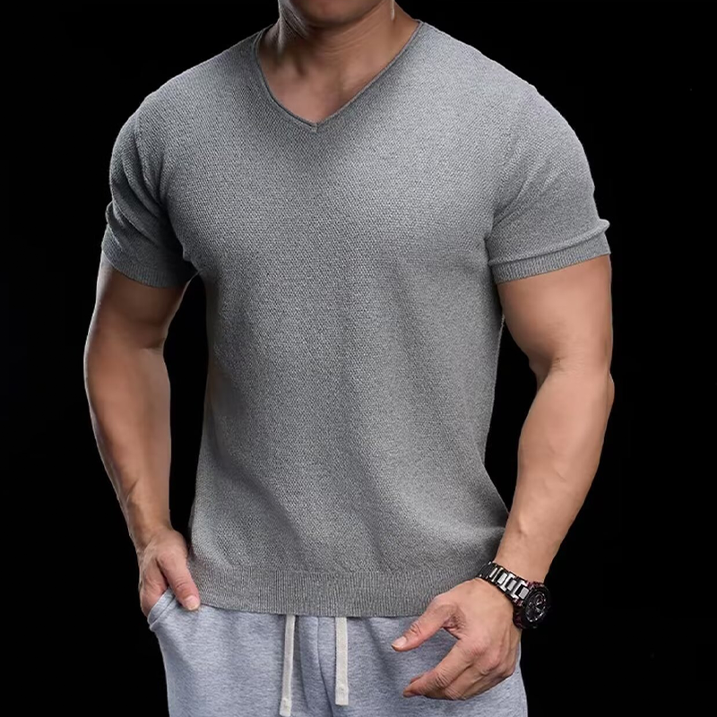 🦶 Andningsbar V-ringad Stickad T-shirt
