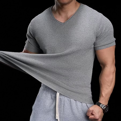 🦶 Andningsbar V-ringad Stickad T-shirt