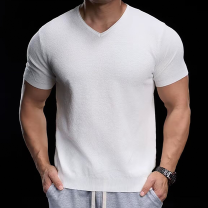 🦶 Andningsbar V-ringad Stickad T-shirt