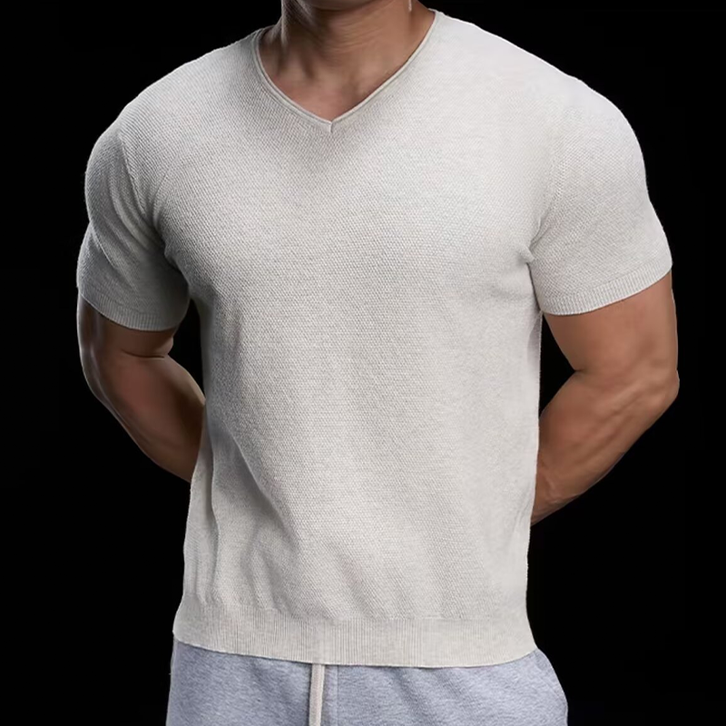🦶 Andningsbar V-ringad Stickad T-shirt