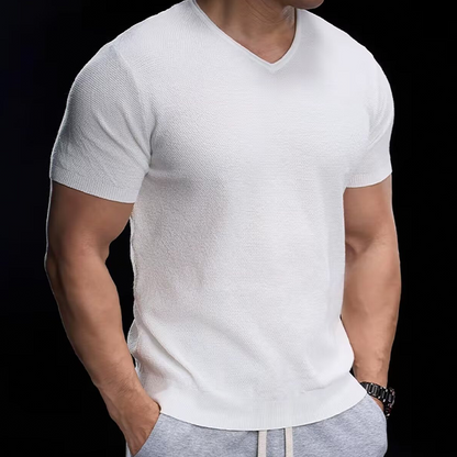 🦶 Andningsbar V-ringad Stickad T-shirt