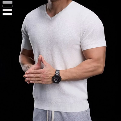 🦶 Andningsbar V-ringad Stickad T-shirt