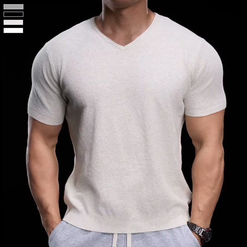 🦶 Andningsbar V-ringad Stickad T-shirt