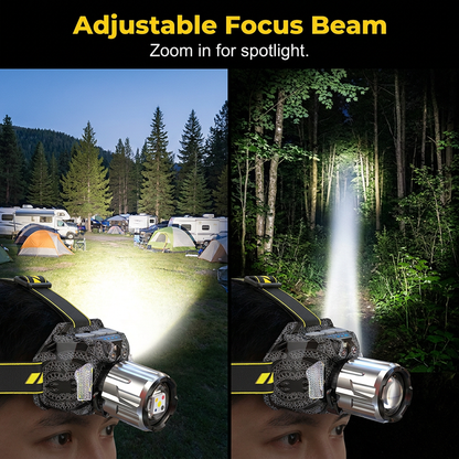 🔦 50 % RABATT NU! ✨ Uppladdningsbar LED-pannlampa med 5 färger – rörelsesensor, UV-läge & fiske-läge, perfekt för vandring, jakt & nattarbete 🌲