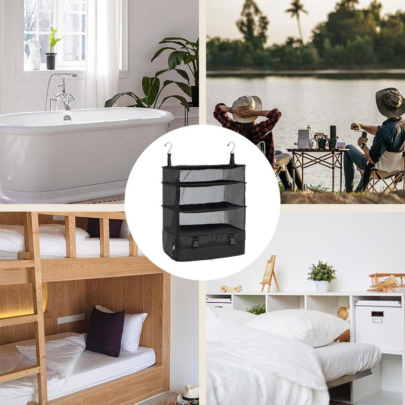 Bärbar Hopfällbar Trippel Mesh Organizer Hängväska