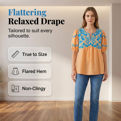 Broderad Luftig Blus