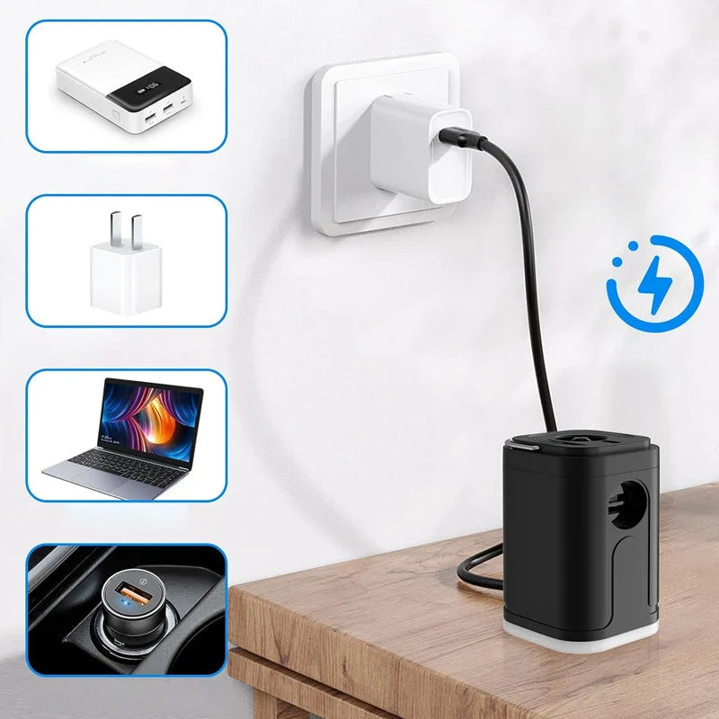 ⏳Tidsbegränsat erbjudande🏕️ Uppladdningsbar Luftpump – Kompakt, Kraftfull & Perfekt för Camping och Resor🔋✨