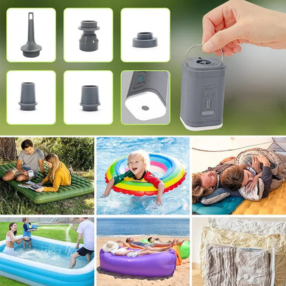 ⏳Tidsbegränsat erbjudande🏕️ Uppladdningsbar Luftpump – Kompakt, Kraftfull & Perfekt för Camping och Resor🔋✨