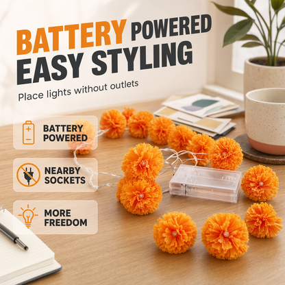 🔥🎁Nyhet 50 % RABATT🔥🎃✨ Halloween LED-Ljusslinga med Ringblommor – Skapa Magisk Höststämning Inomhus & Utomhus