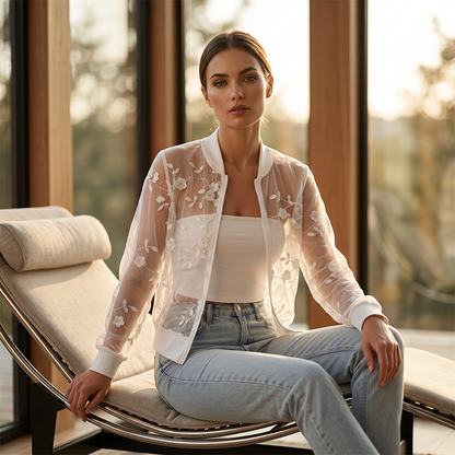 🎉 BEGRÄNSAD TID 50% RABATT! 👗 Dam Sommar Blommig Transparent Mesh-jacka – 37K+ Sålda! Andningsbar Mesh & Elegant Brodyr 🌸