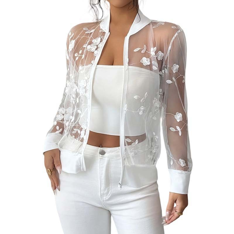 🎉 BEGRÄNSAD TID 50% RABATT! 👗 Dam Sommar Blommig Transparent Mesh-jacka – 37K+ Sålda! Andningsbar Mesh & Elegant Brodyr 🌸