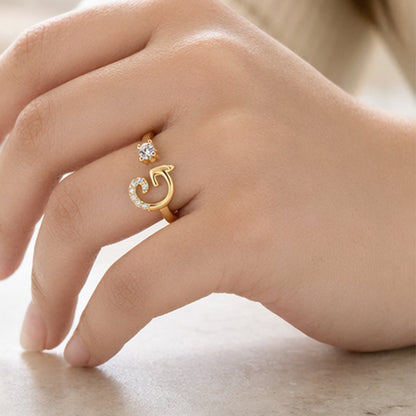 Justerbar Glittrande Initialring för Kvinnor