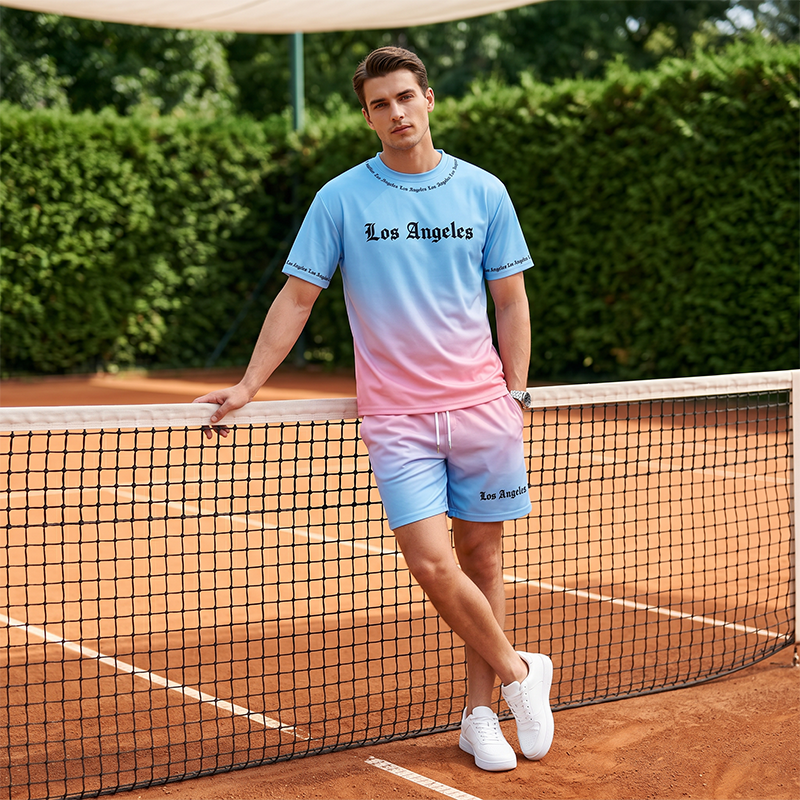 Herr Sommar Casual Tryckt 2-Delat Set