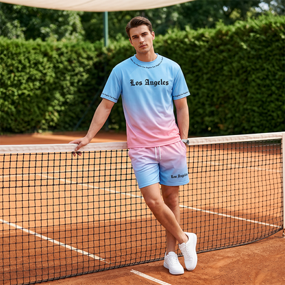 Herr Sommar Casual Tryckt 2-Delat Set