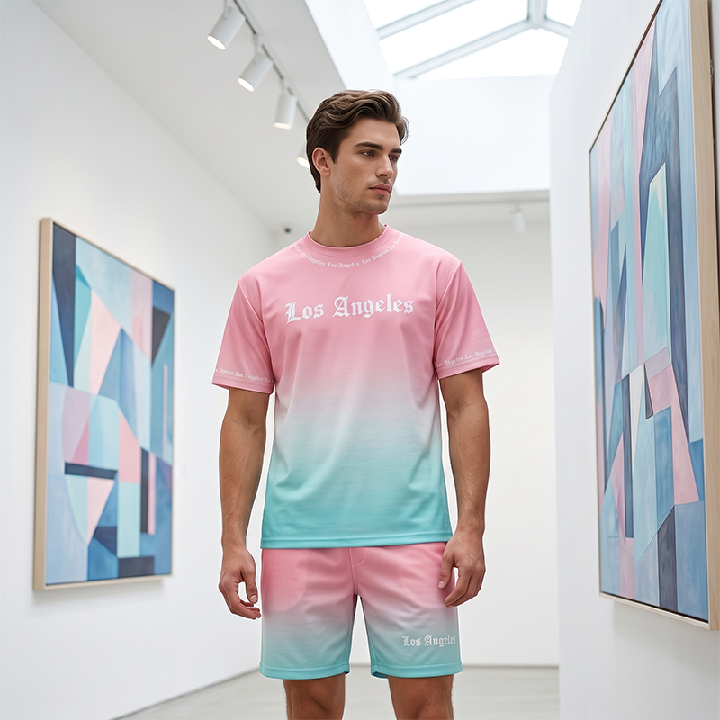 Herr Sommar Casual Tryckt 2-Delat Set