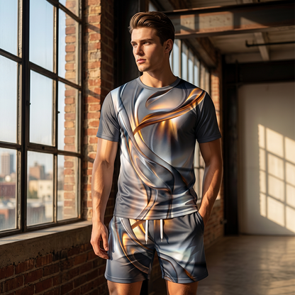 Herr Casual Grafisk T-shirt och Shorts Set