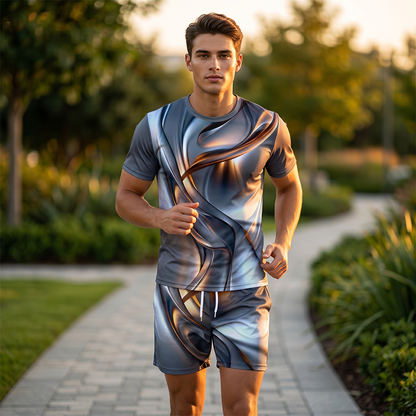 Herr Casual Grafisk T-shirt och Shorts Set