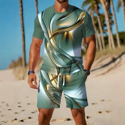 Herr Casual Grafisk T-shirt och Shorts Set