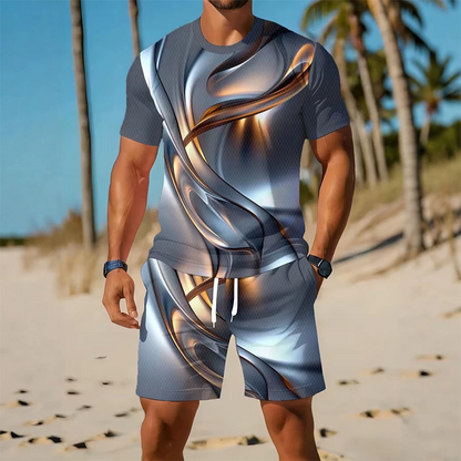 Herr Casual Grafisk T-shirt och Shorts Set