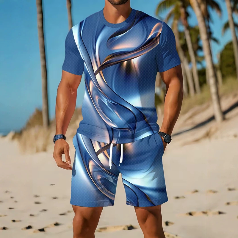 Herr Casual Grafisk T-shirt och Shorts Set