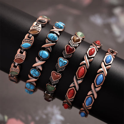 🌹 50% RABATT NU! 🌹Antikt kopparfärgat magnetiskt stenarmband