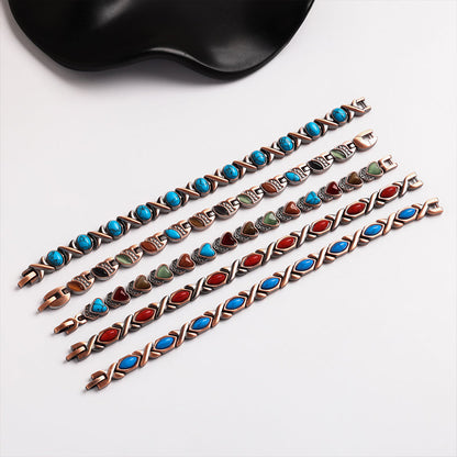 🌹 50% RABATT NU! 🌹Antikt kopparfärgat magnetiskt stenarmband