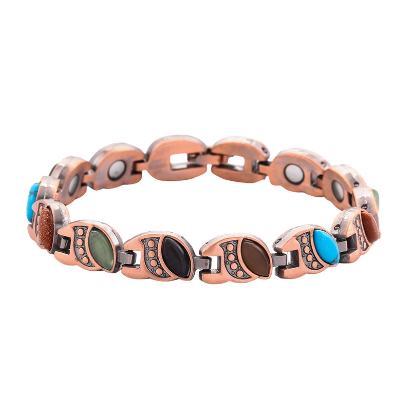 🌹 50% RABATT NU! 🌹Antikt kopparfärgat magnetiskt stenarmband