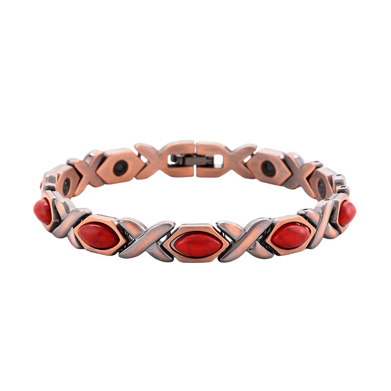 🌹 50% RABATT NU! 🌹Antikt kopparfärgat magnetiskt stenarmband