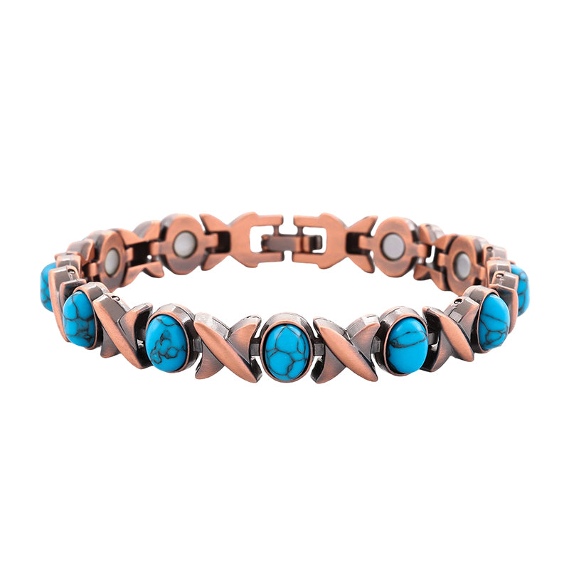 🌹 50% RABATT NU! 🌹Antikt kopparfärgat magnetiskt stenarmband