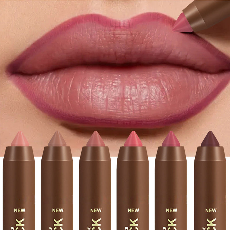💄 50% RABATT! Långvarig Matt Läppkrita för Kvinnor | 2-i-1 Konturpenna & Läppstift | Fuktgivande & Icke-Uttorkande | Precisions Triangulär Spets | 6 Färger ✨