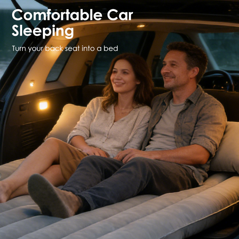 🛏️ 50% RABATT NU! 🚗 Uppblåsbar Luftmadrass för Bilen – Mjuk & Stödjande – Perfekt för Bilsemester, Camping & Gästsäng – Komplett Set med Pump & Kuddar 🌙
