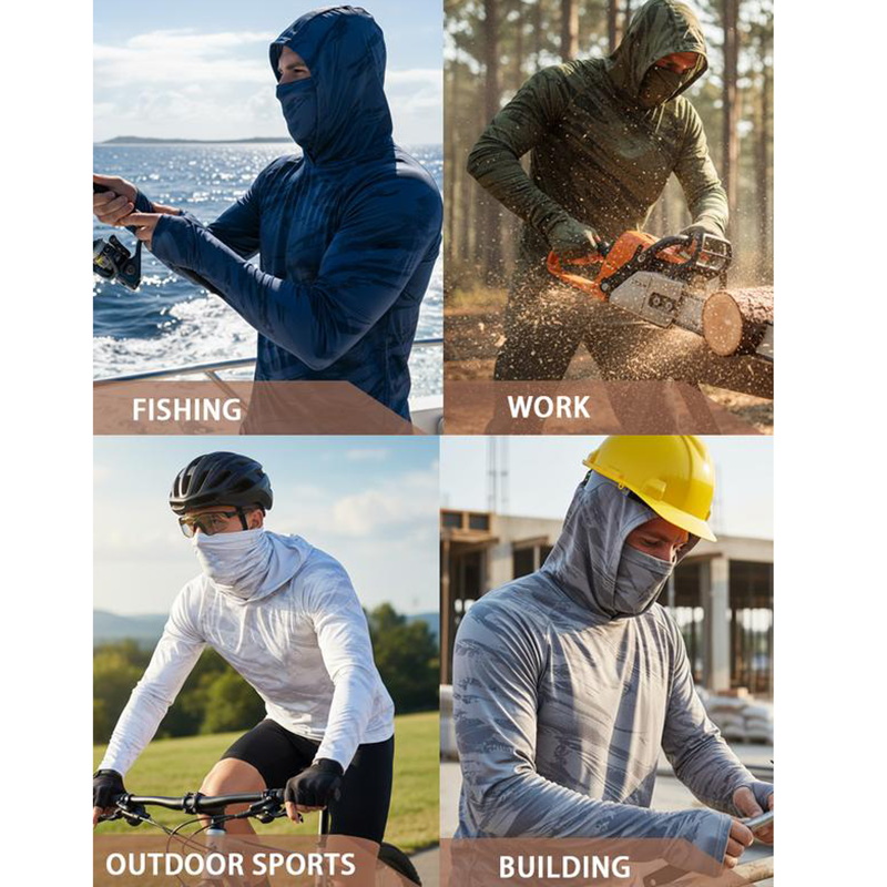 Herr 5-pack UV-skydd Hooded Solskjortor