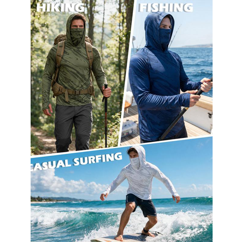 Herr 5-pack UV-skydd Hooded Solskjortor