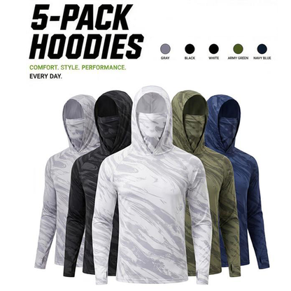 Herr 5-pack UV-skydd Hooded Solskjortor