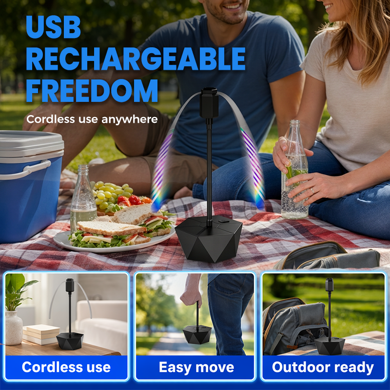 USB-laddningsbar hopfällbar utomhusflugfläkt