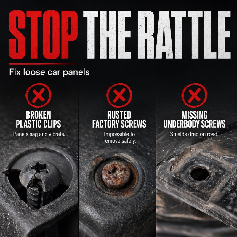 📢📢50 % RABATT !! ⏰Universellt set med U-formade metallklämmor och skruvar för bil