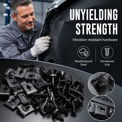 📢📢50 % RABATT !! ⏰Universellt set med U-formade metallklämmor och skruvar för bil