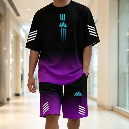 Tvådelat set med sommar-T-shirt och shorts för män