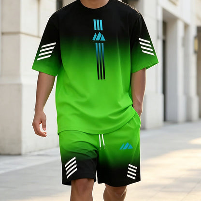 Tvådelat set med sommar-T-shirt och shorts för män