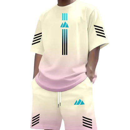 Tvådelat set med sommar-T-shirt och shorts för män