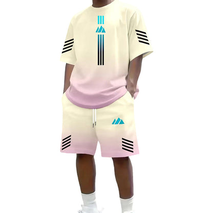 Tvådelat set med sommar-T-shirt och shorts för män