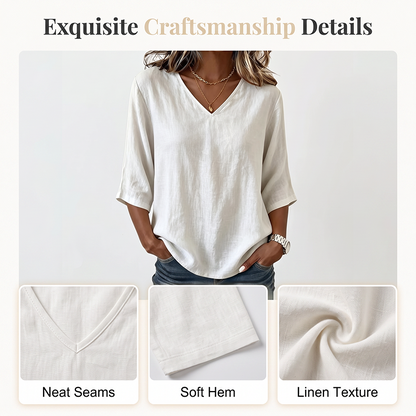 👚 50% RABATT NU! ✨ V-ringad Damblus – Bekväm Vardagsstil med Elegant Passform – Perfekt för Kontor & Fritid – Andningsbar & Lätt 🌸