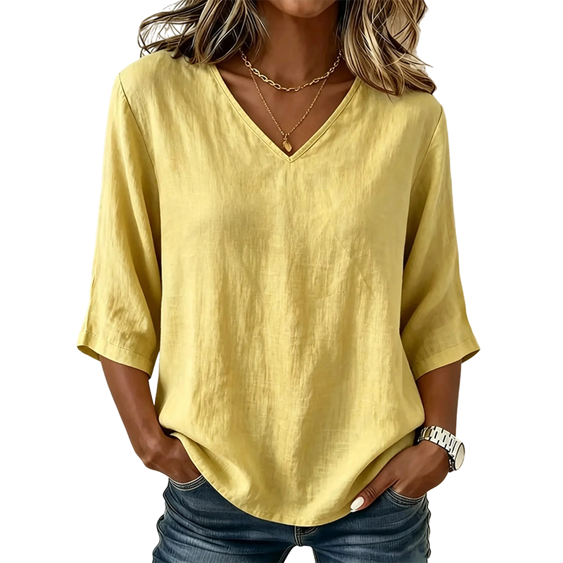👚 50% RABATT NU! ✨ V-ringad Damblus – Bekväm Vardagsstil med Elegant Passform – Perfekt för Kontor & Fritid – Andningsbar & Lätt 🌸