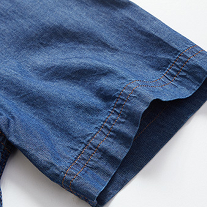 Herr casual denimskjorta med korta ärmar