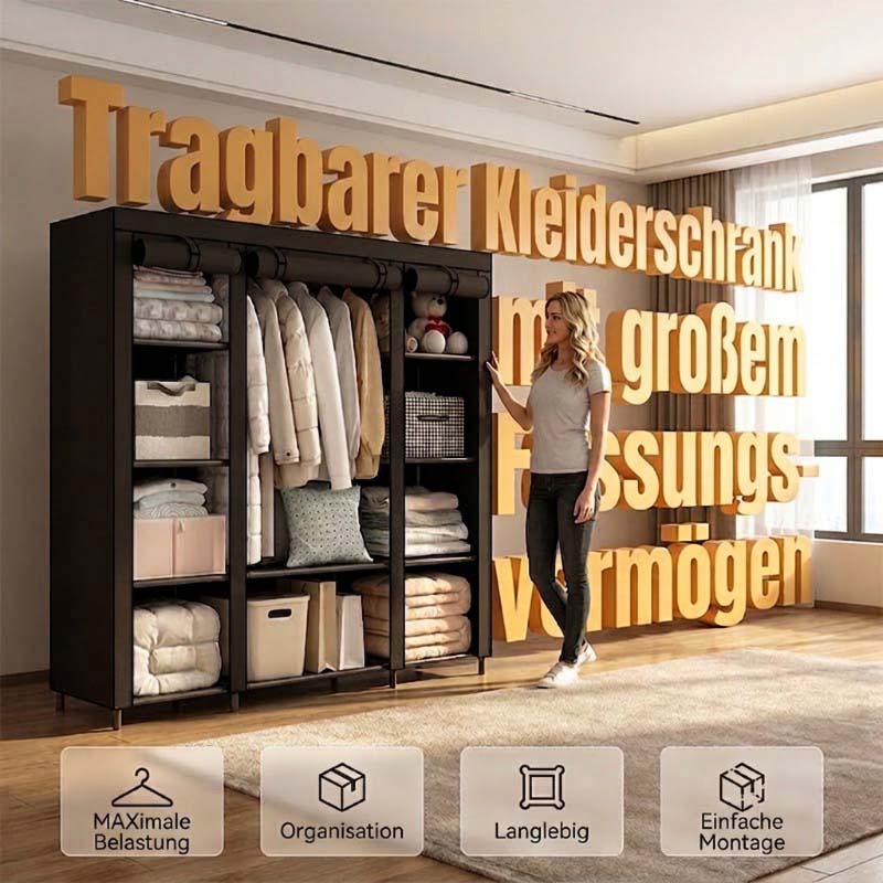 ⏰【Begränsat Erbjudande – 50% Rabatt!】👔 Lättmonterat Klädskåp i Nonwoven-tyg