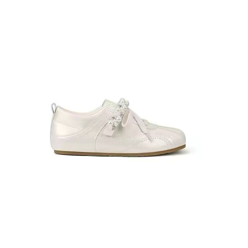 ⏳Begränsad tid 50% rabatt⏰Damretro tyska träningsskor med pärlband och spets👟