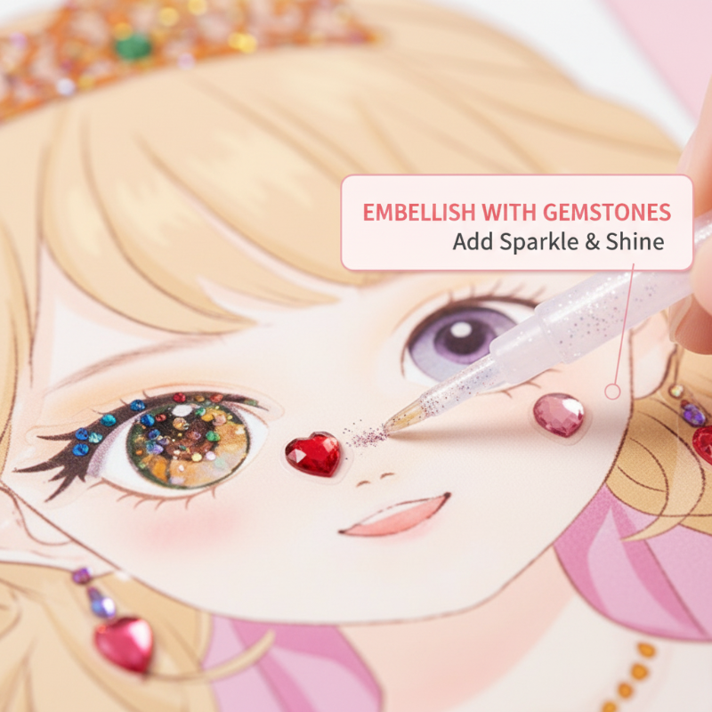 👑 50% RABATT NU! 🎨 Prinsess Papper Smink Kreativt Kit – Sminklek Utan Röra – Allt-i-ett Set med Klistermärken & Diamantmålning – Perfekt för Kreativa Barn 🖍️