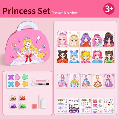 👑 50% RABATT NU! 🎨 Prinsess Papper Smink Kreativt Kit – Sminklek Utan Röra – Allt-i-ett Set med Klistermärken & Diamantmålning – Perfekt för Kreativa Barn 🖍️